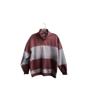VTG Simply Basic Men's Dust‎ Purple and Gray Stripe Medium Polo Sweater